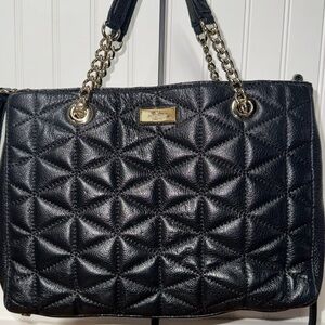 Kate Spade Emery Court Meena Quilted Black Leather Satchel Shoulder Bag Purse